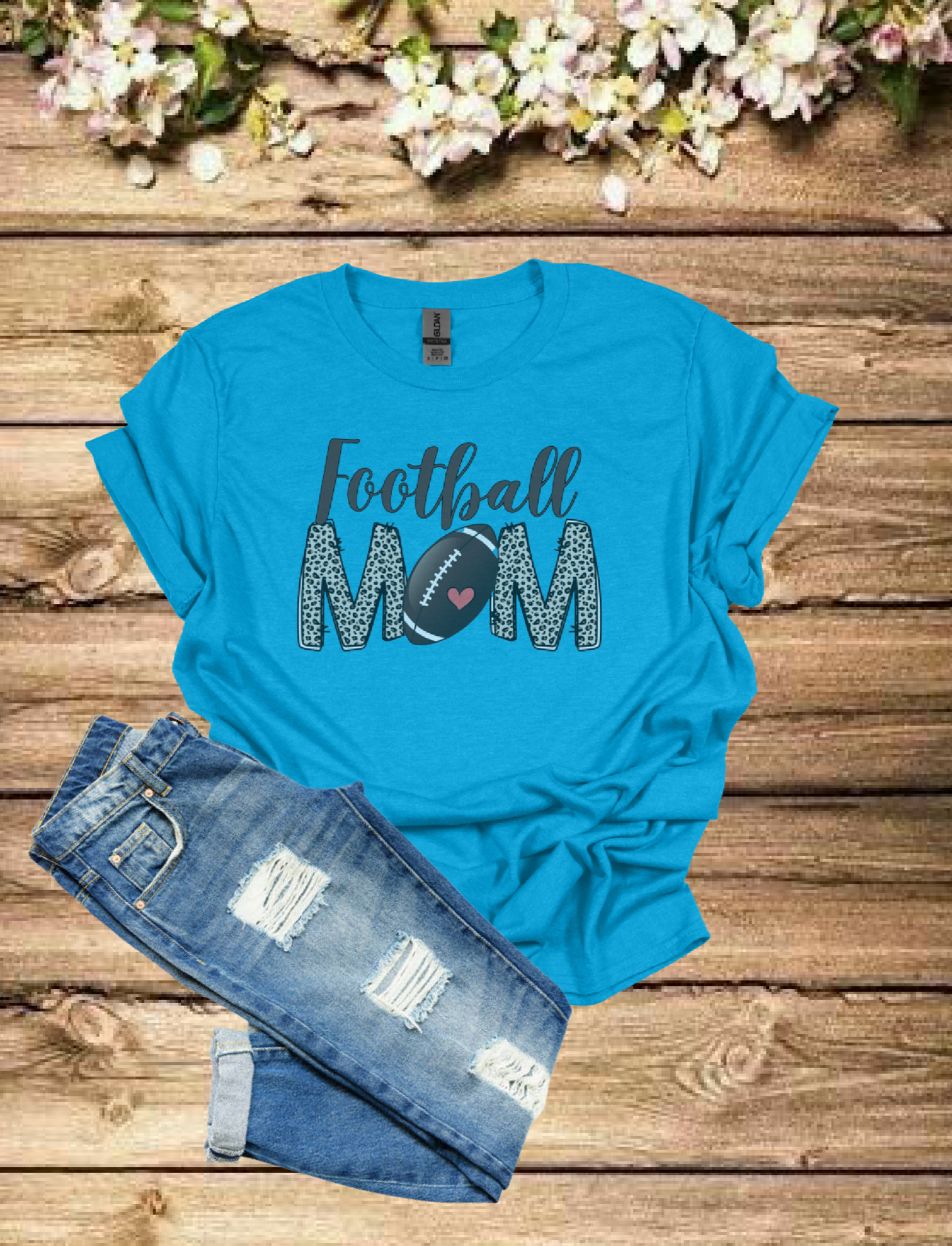 Football Mama Tee-Leopard Print