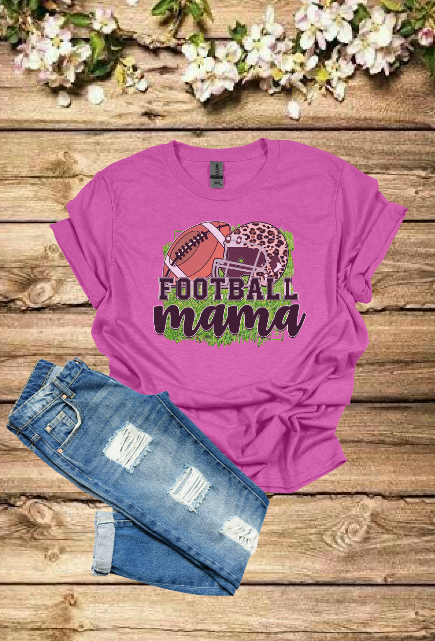 Leopard Football Mama Tee