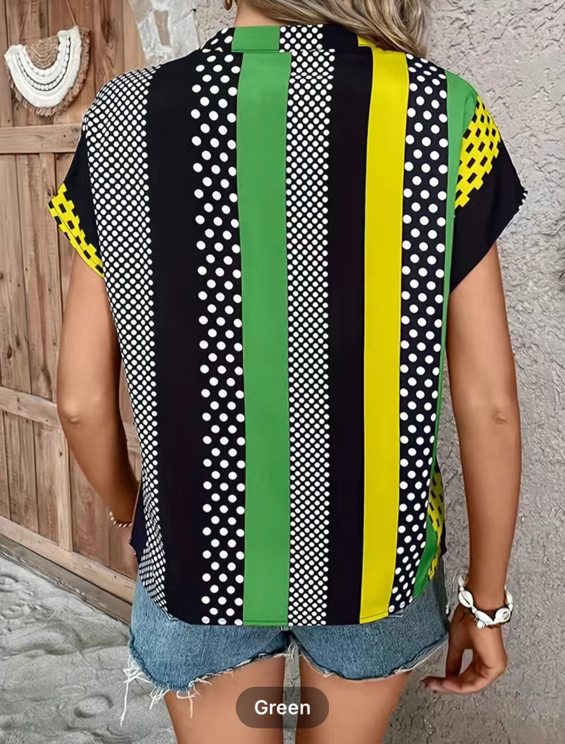 Short Sleeve Striped Blouse
