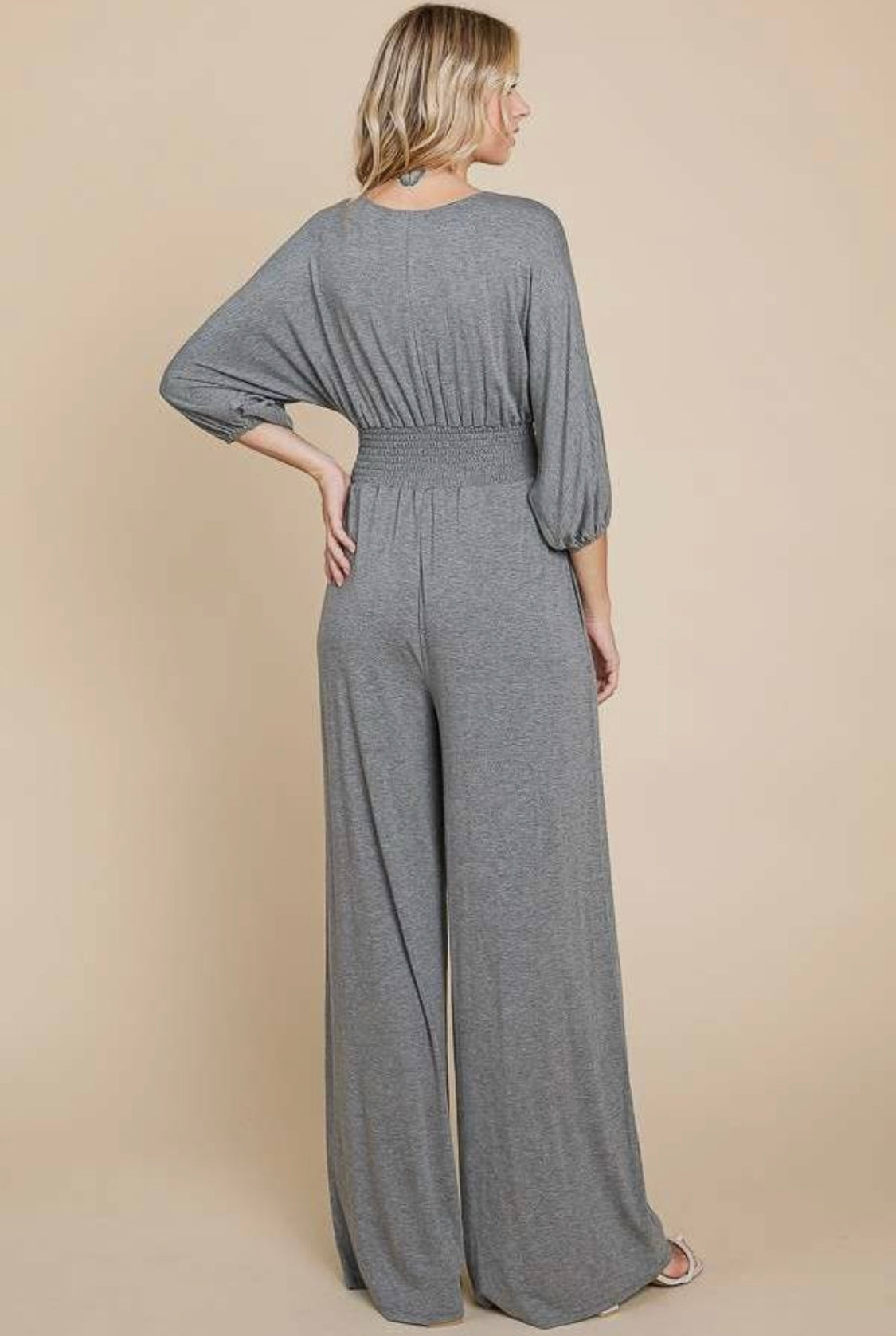 Smocking Waist Wide Jumpsuit