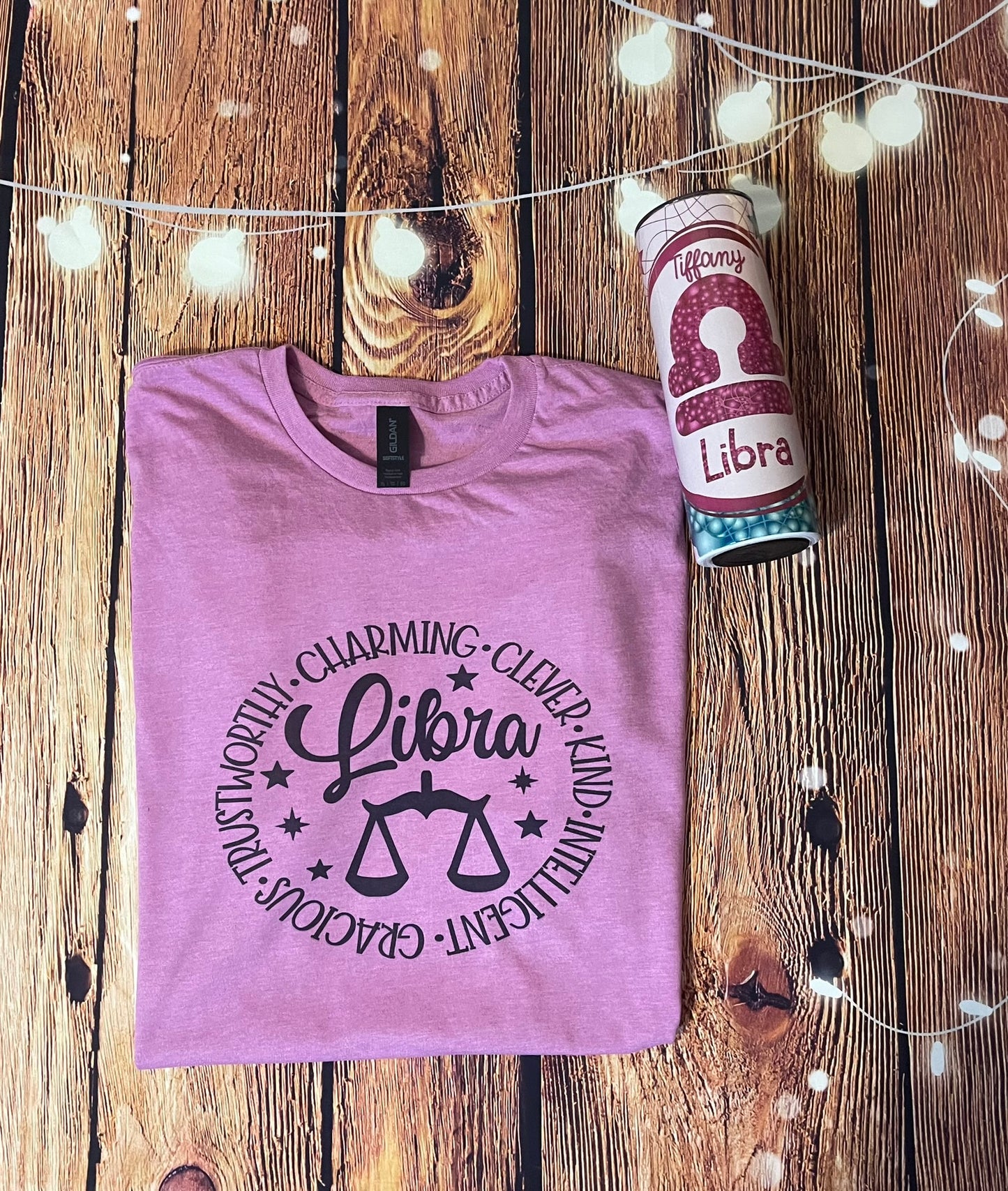 Libra T-Shirt & Tumbler Purple Gift Set