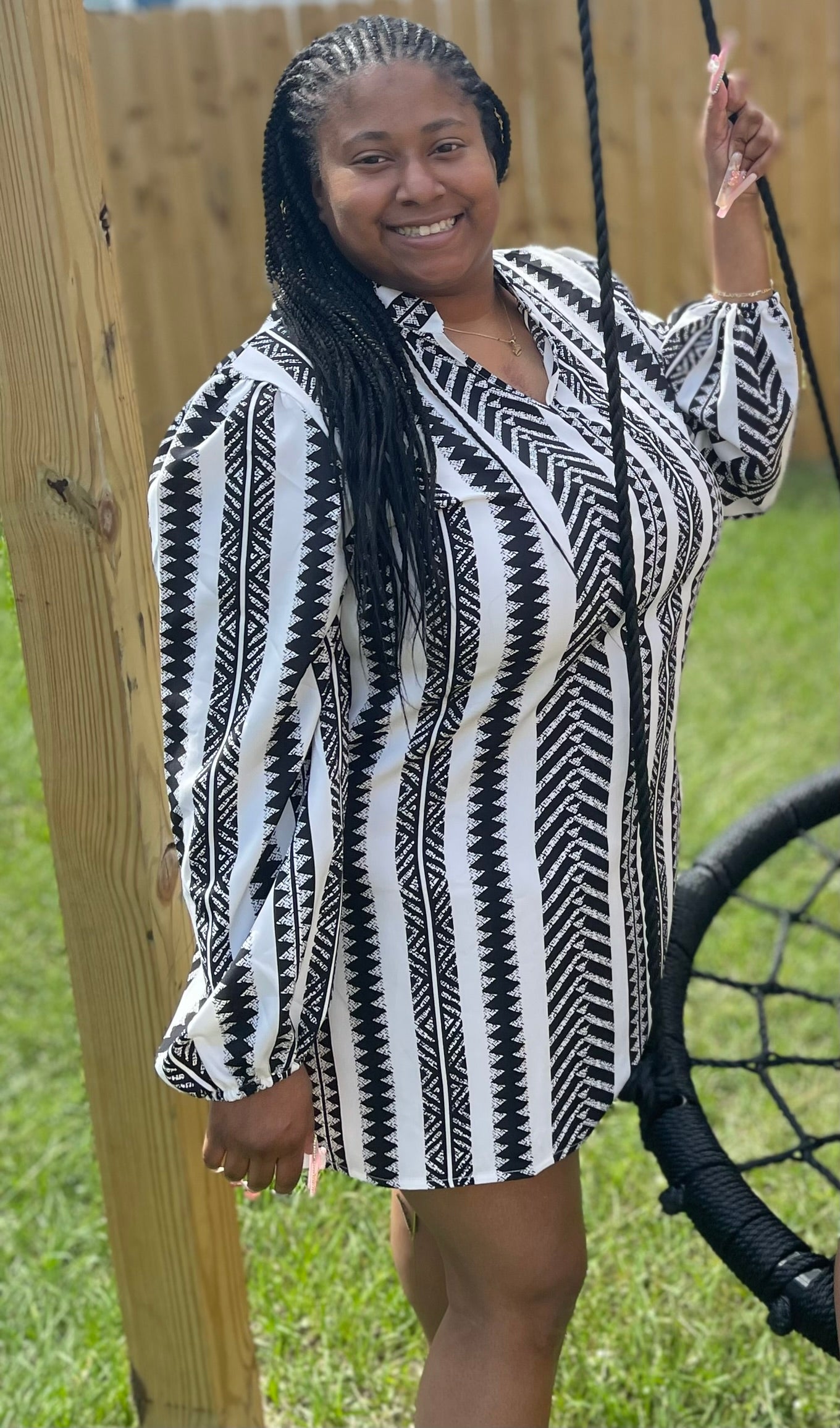 Black & White Striped Long Sleeve Dress Black & White Striped Long Sleeve Dress