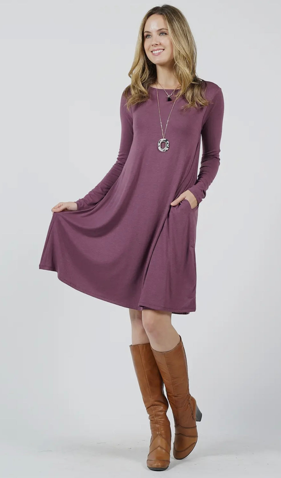 Long Sleeve Flare Dress with Pockets
