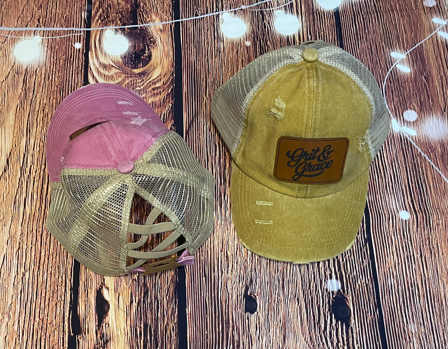 Distressed Baseball Hat with Patch