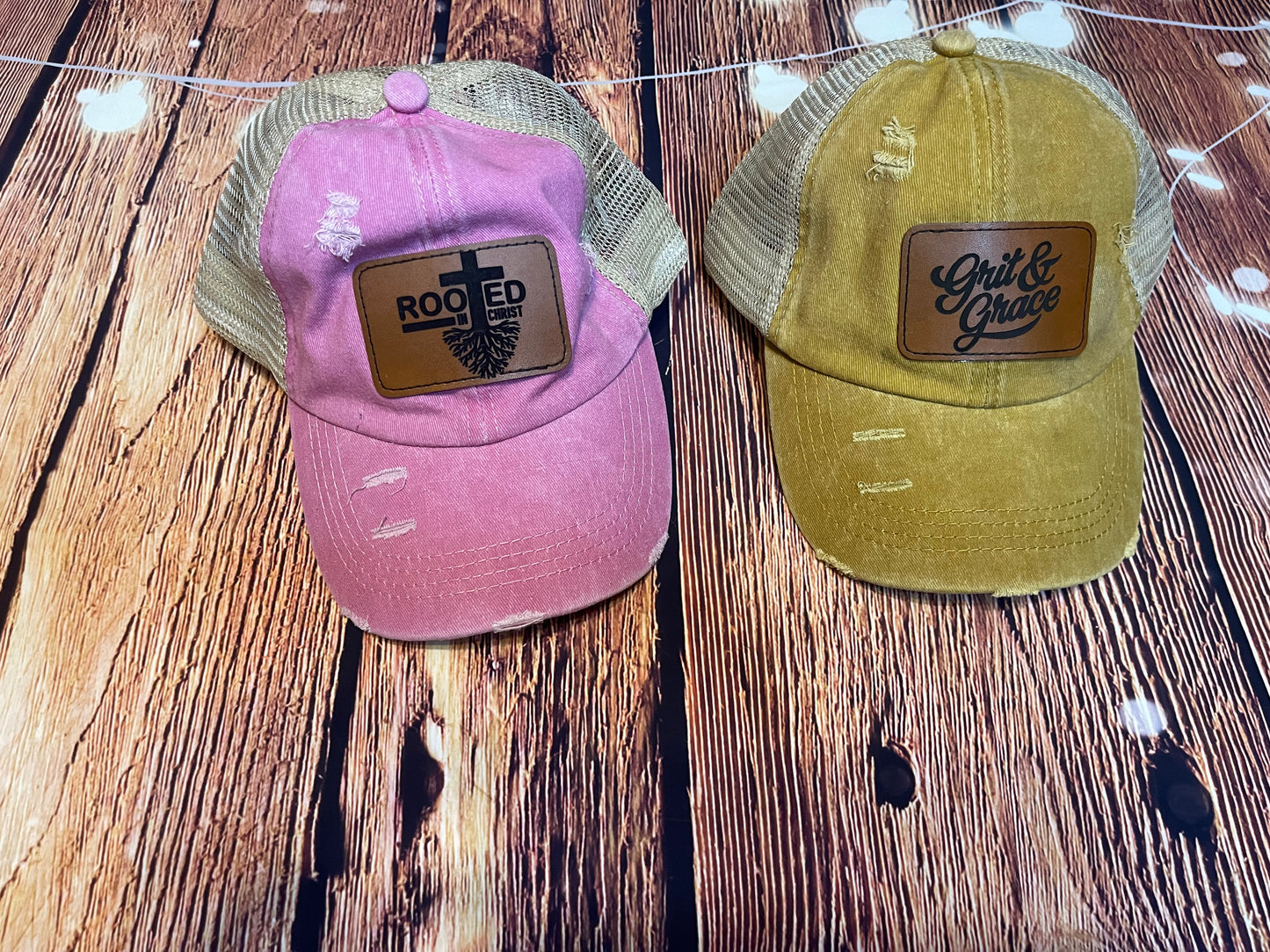 Distressed Baseball Hat with Patch