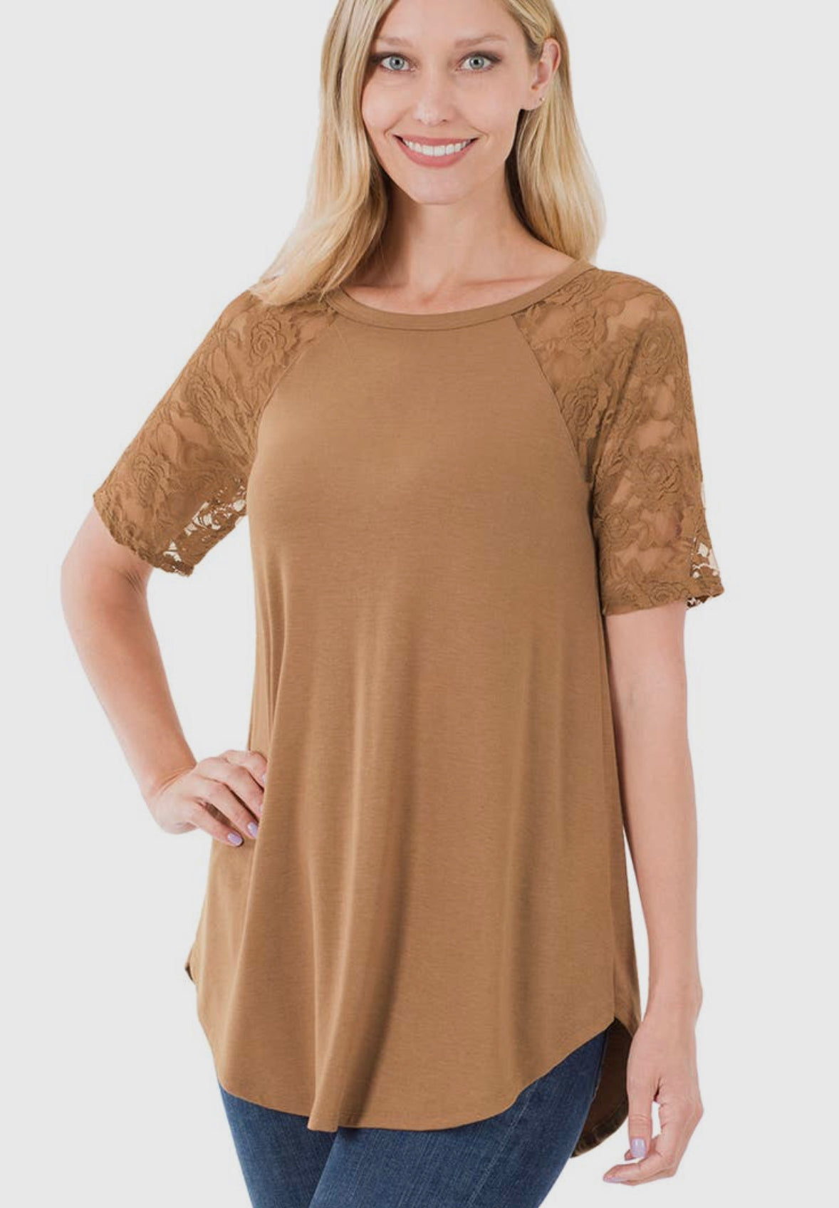 Short Lace Sleeve Top