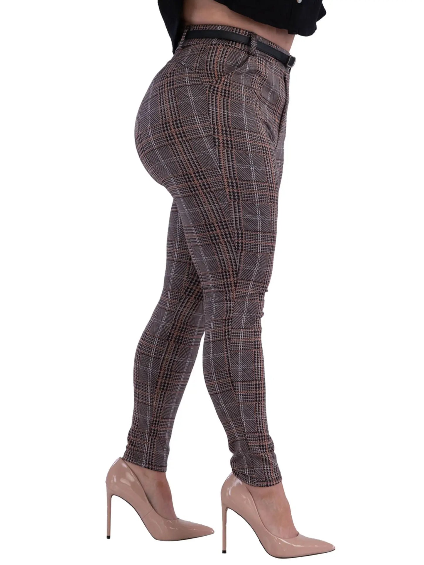 Sculpting Treggings Skinny Pants with Belt