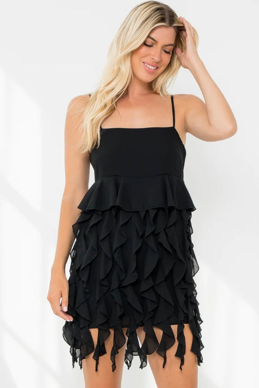 Black Ruffle Mini Dress