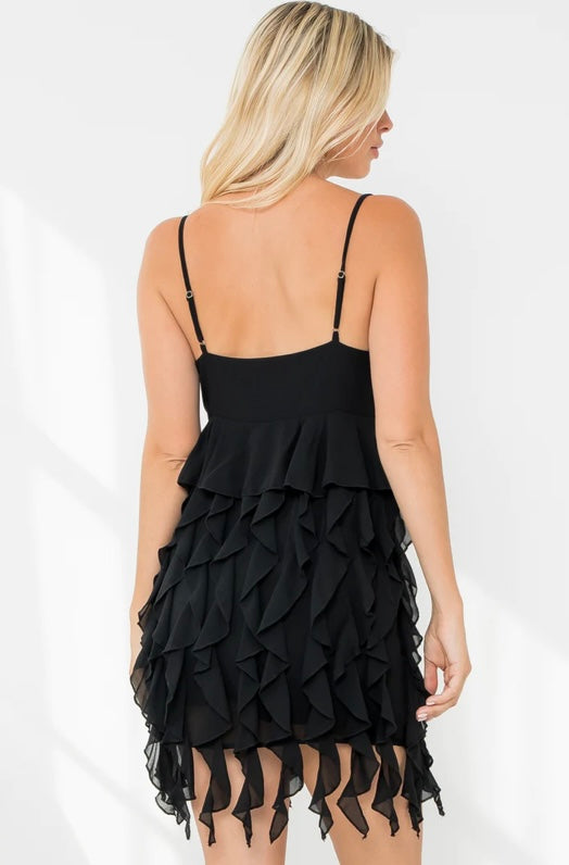 Black Ruffle Mini Dress