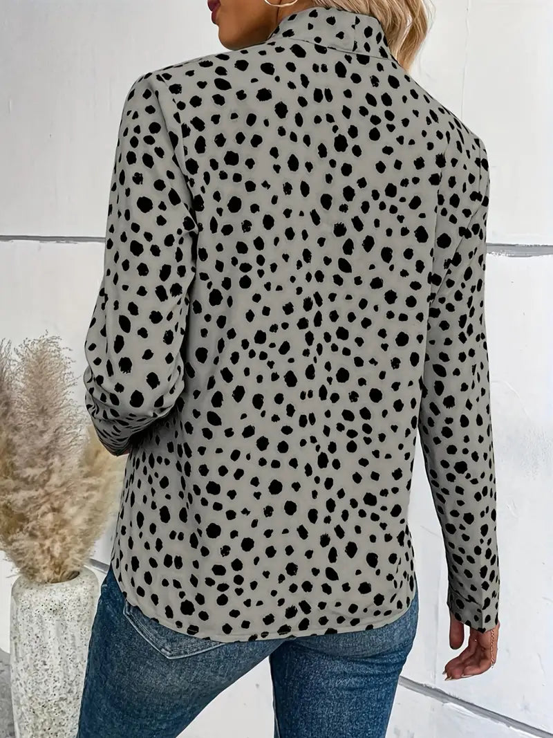 Tie Neck Blouse - Dalmatian Print