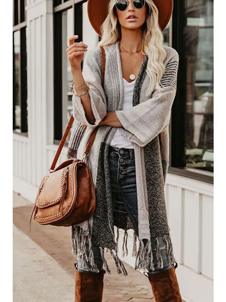 Tassel Hem Bohemian Cardigan