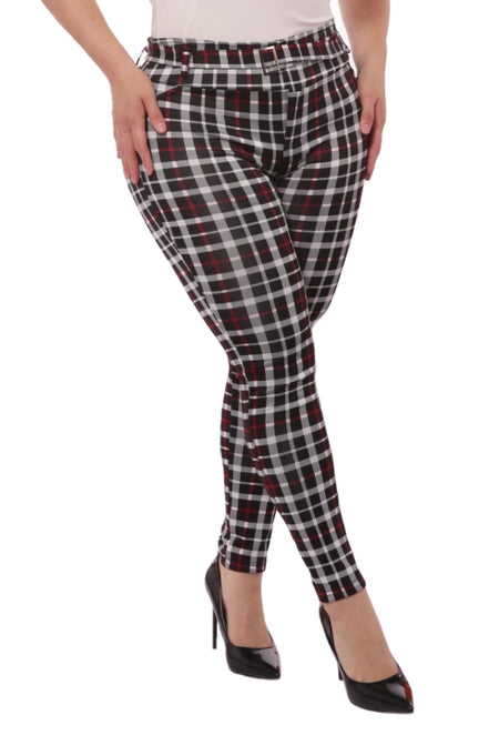 Plus Size Treggings Skinny Pants with Self Belt