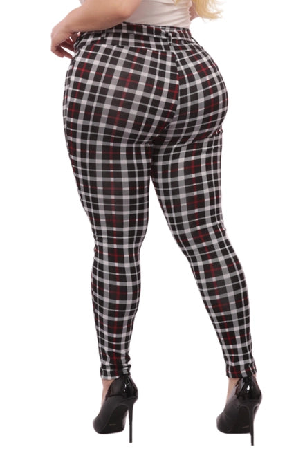 Plus Size Treggings Skinny Pants with Self Belt