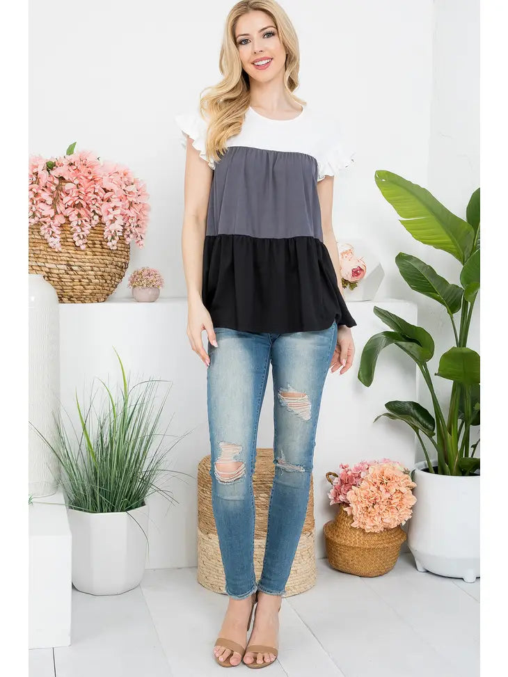 Short Ruffle Sleeve Top