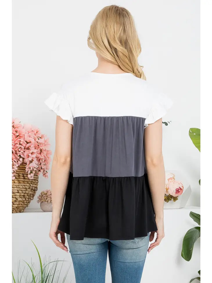 Short Ruffle Sleeve Top
