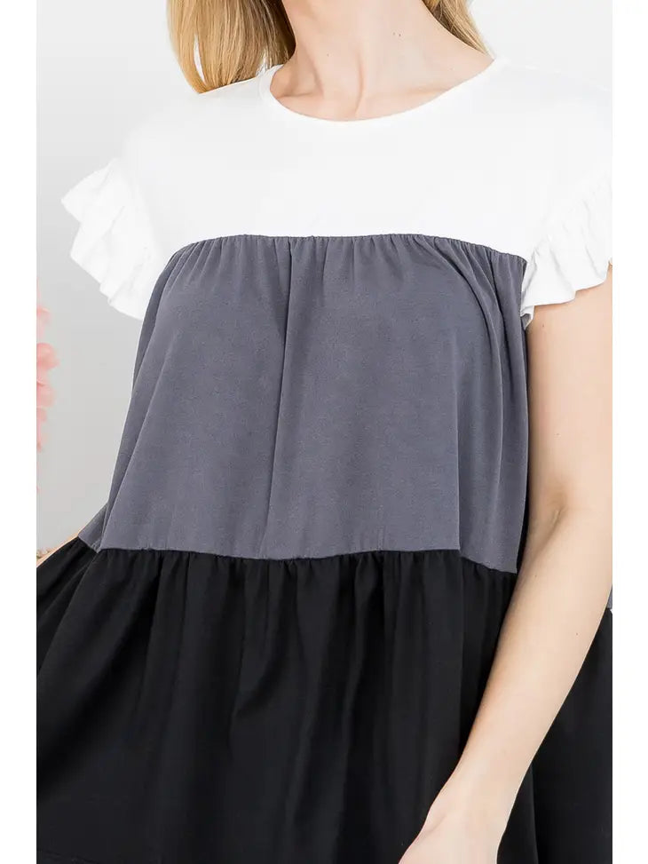 Short Ruffle Sleeve Top