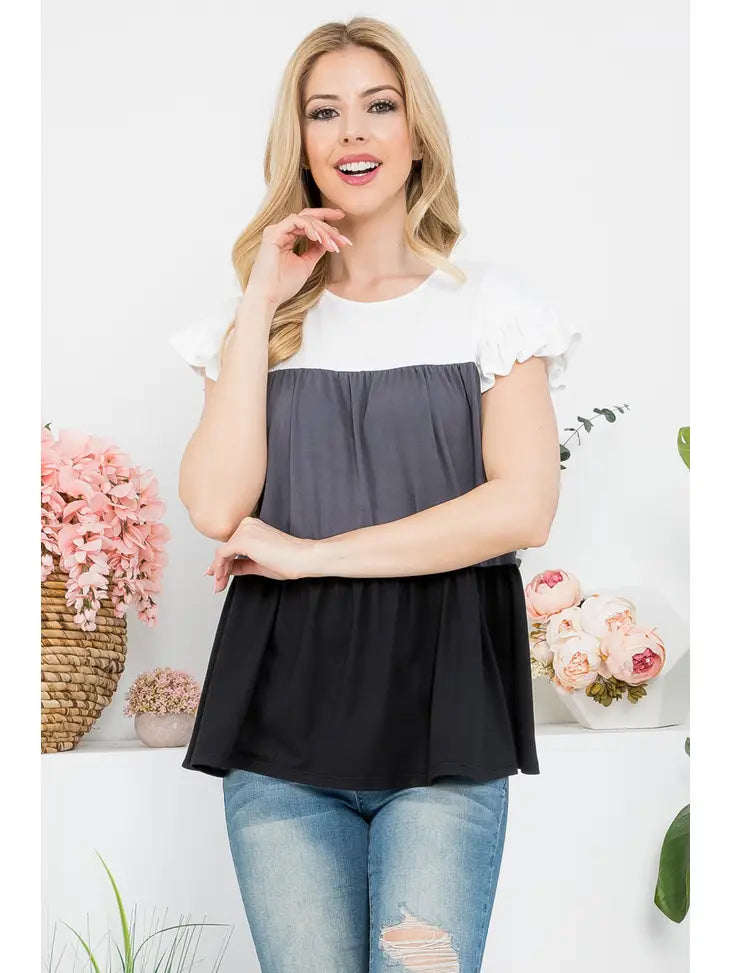 Short Ruffle Sleeve Top