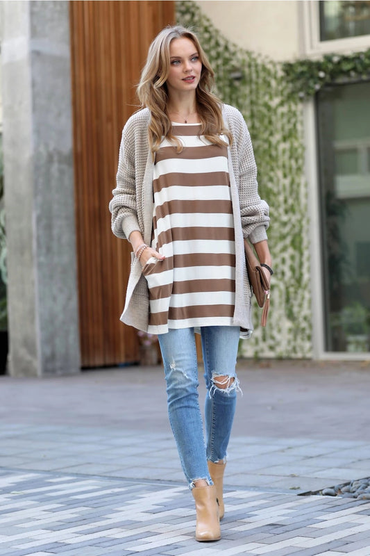 Stripe Drop Shoulder Boxy Top