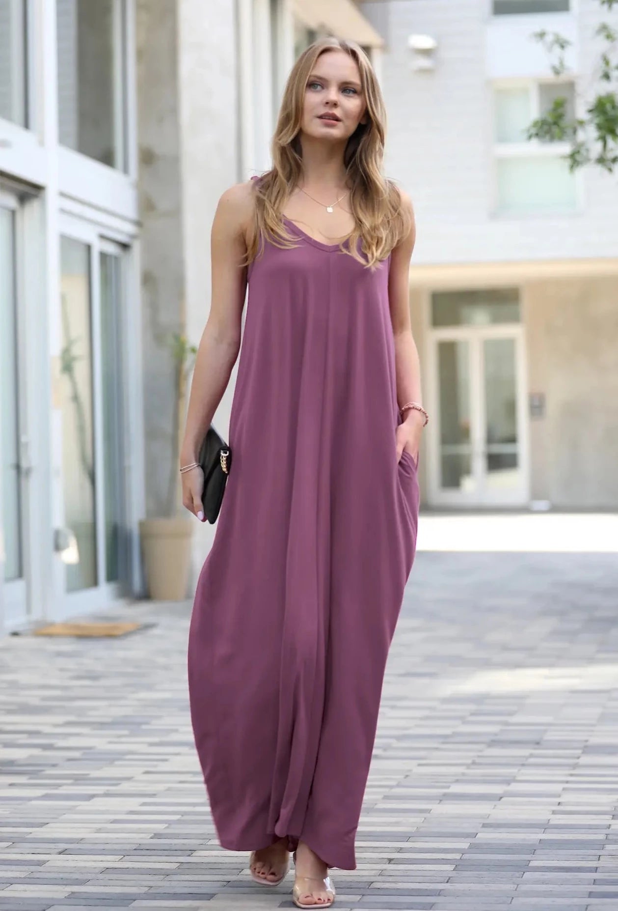 Maxi Dress with Pockets (Eggplant)