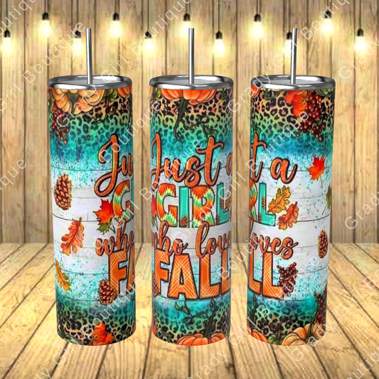 Just A Girl Who Loves Fall Tumbler