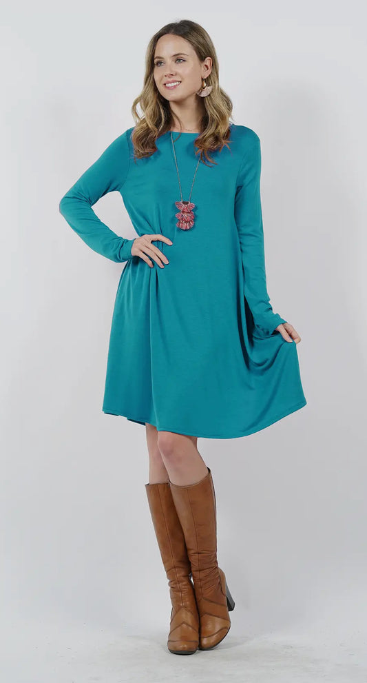 Long Sleeve Flare Dress with Pockets